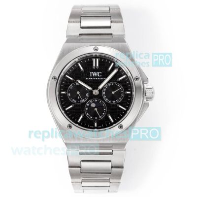Swiss Copy IWC Ingenieur Perpetual Calendar Black Face Stainless Steel Watch 41mm